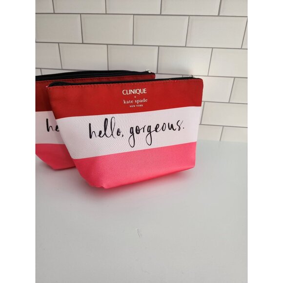 Kate Spade Clinique striped makeup bag deluxe sample - Picture 1 of 2